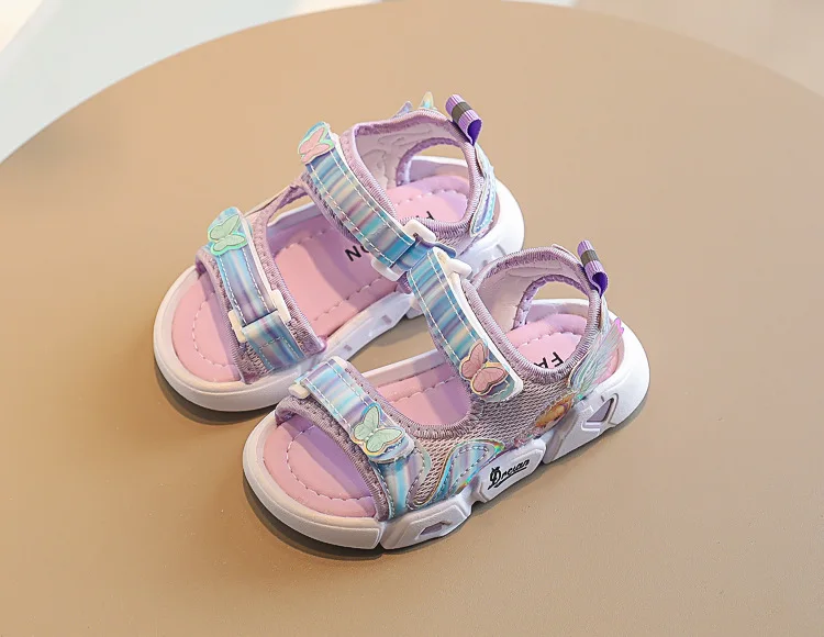 Summer Girls Canvas Sandals 2022 Kids Mesh Sweet Butterfly Children Princess Shoe Baby Soft Non-slip Casual Sport Beach Sandal slippers for boy