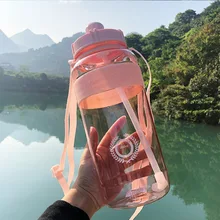 

2 Liter Fitness Sports Water Bottle Plastic Large Capacity Water Bottle with Straw Outdoor Climbing Bicycle Drink Bottle Kettle