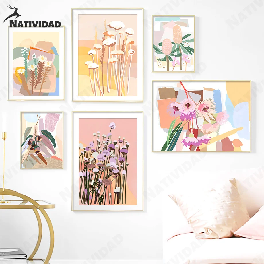 

Home Decor Abstract Colorful Leaf Flower Nursery Canvas Painting Nordic Plant Posters and Prints Bedroom Home Decor Wall Art