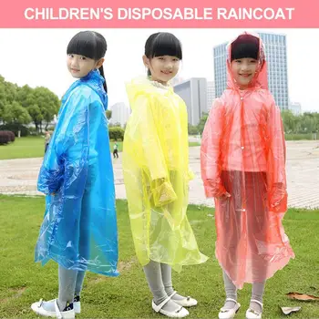 

10pcs Children's Disposable Raincoat Outdoor Camping Waterproof PE Environmental Transparent Raincoat Motorcycle Rider Raincoat
