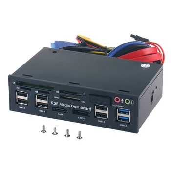 

5.25inch Accessories ESATA Computer PC Media Dashboard Internal Card Reader Front Panel Hub Optical Drive Multifuntion USB 3.0