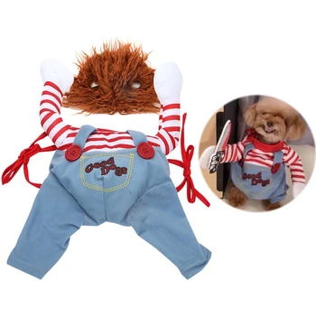 

Deadly Doll Halloween Scary Dog Costumes Funny Pet Clothes Adjustable Cosplay Clothing Set for Medium Large Dogs Bulldog