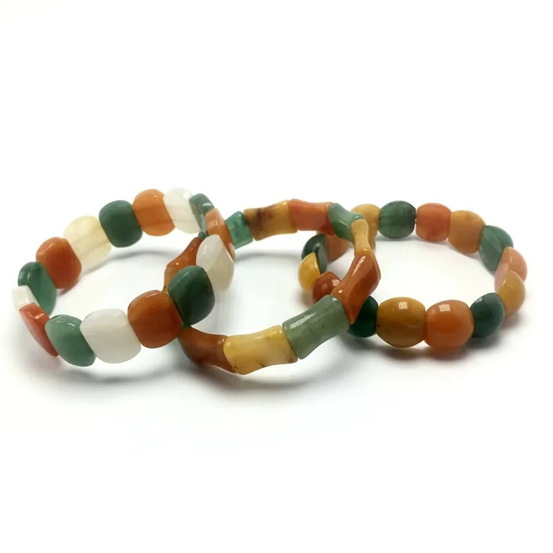 

Wholesale Red Green Dong Ling Three-color Natural Stone Bracelets Lucky for Women Girl Single Lap Elastic Rope Hand Row Jewelry