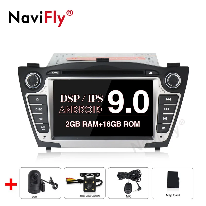 NaviFly чистый Android9.0 ips DSP 4G wifi Автомобильный gps навигатор для hyundai Tucson IX35 автомобильный dvd-плеер Радио Аудио BT Камера просмотра - Цвет: 2G RAM 16G ROM