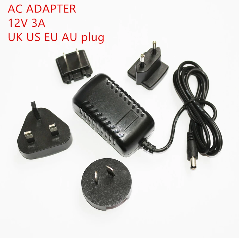 12 В 3A адаптер питания Великобритания США ЕС AUplug Многоцелевой разъем для