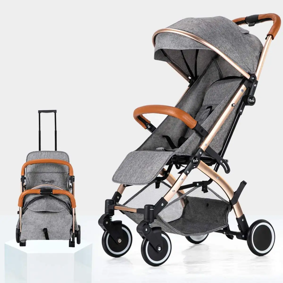 

Hot Portable Baby Stroller 2 in 1 Stroller Multifunctional Lying/Dampening Folding Lightweight Children Stroller for Travel Outd