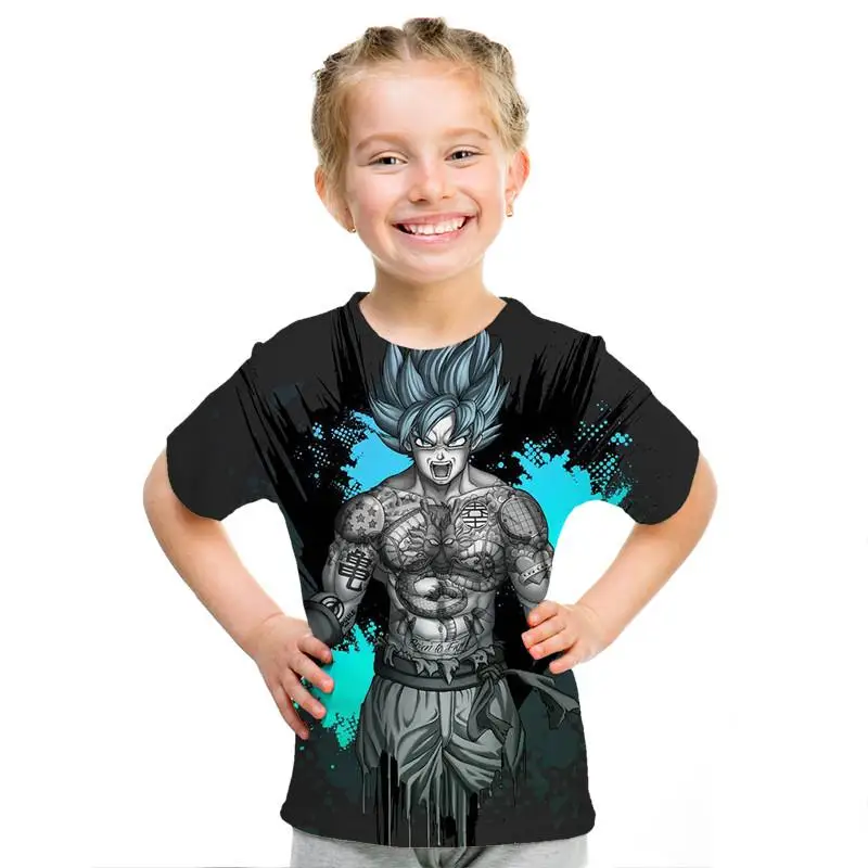 Крутая Детская футболка с принтом в виде Dragon Ball Z Goku Saiyan, модные топы с короткими рукавами для мальчиков и девочек