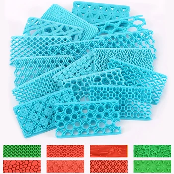 

1pcs/ Quyi embossing mold Cake fondant chocolate Heart-shaped Diamond Grain Flowers Printing mould Cake decoration tools15*8cm