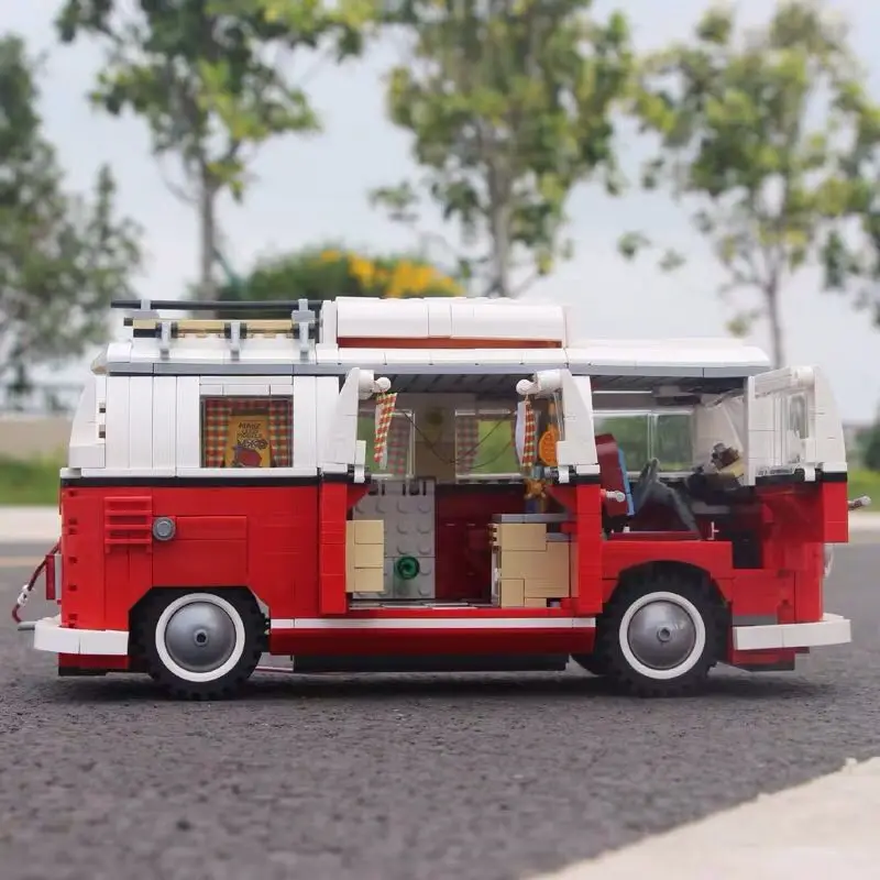 Дешево В наличии 21001 T1 Camper Van классическая модель автобуса 1342 шт. серия Creator строительные блоки игрушки совместимы с 10220