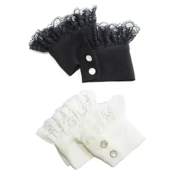 

1Pair Women Sweater Decor Chiffon Fake Sleeves Floral Lace Pleated False Cuffs