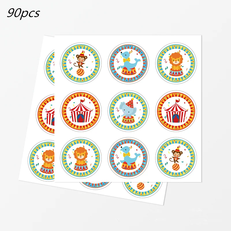 90pcs-circus-party-stickers-baby-shower-stickers-cartoon-animal-kids-circus-elephant-lion-monkey-dolphin-stickers-party-favor-aliexpress