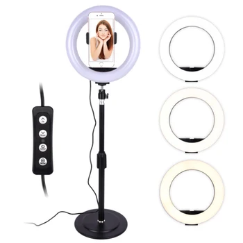 

Universal Selfie Ring Light USB Powered LED Selfie Ring Light Dimmable with Phone Holder Suitable for makeup Live Lighting studi