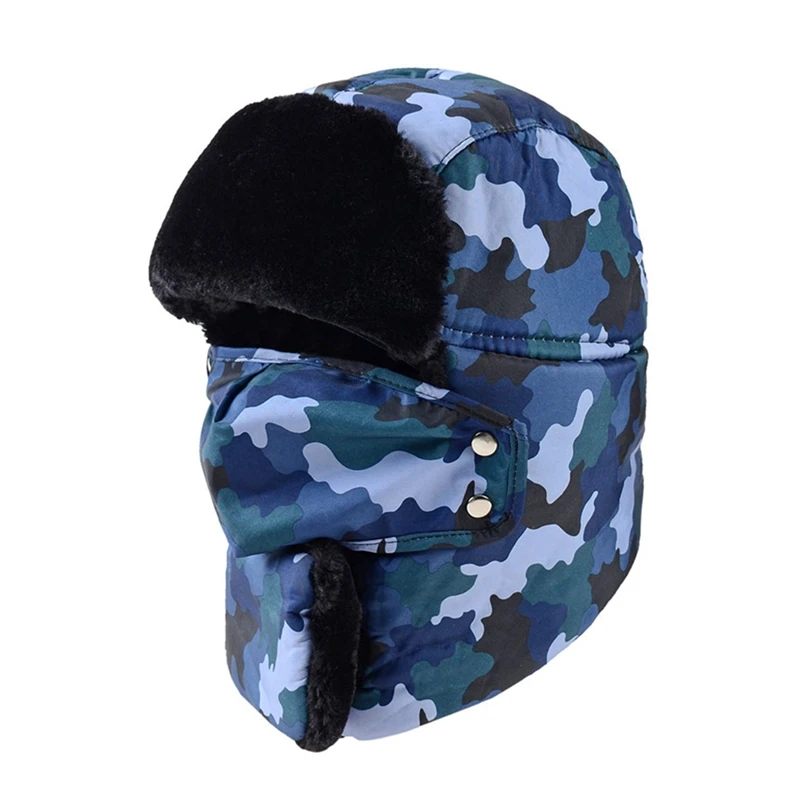 Для женщин и мужчин зимняя уличная Лыжная Шапка-бомбер Толстая пушистая Ветрозащитная маска для лица шарф камуфляжная походная шапка продавец Recco men d - Цвет: ZQ