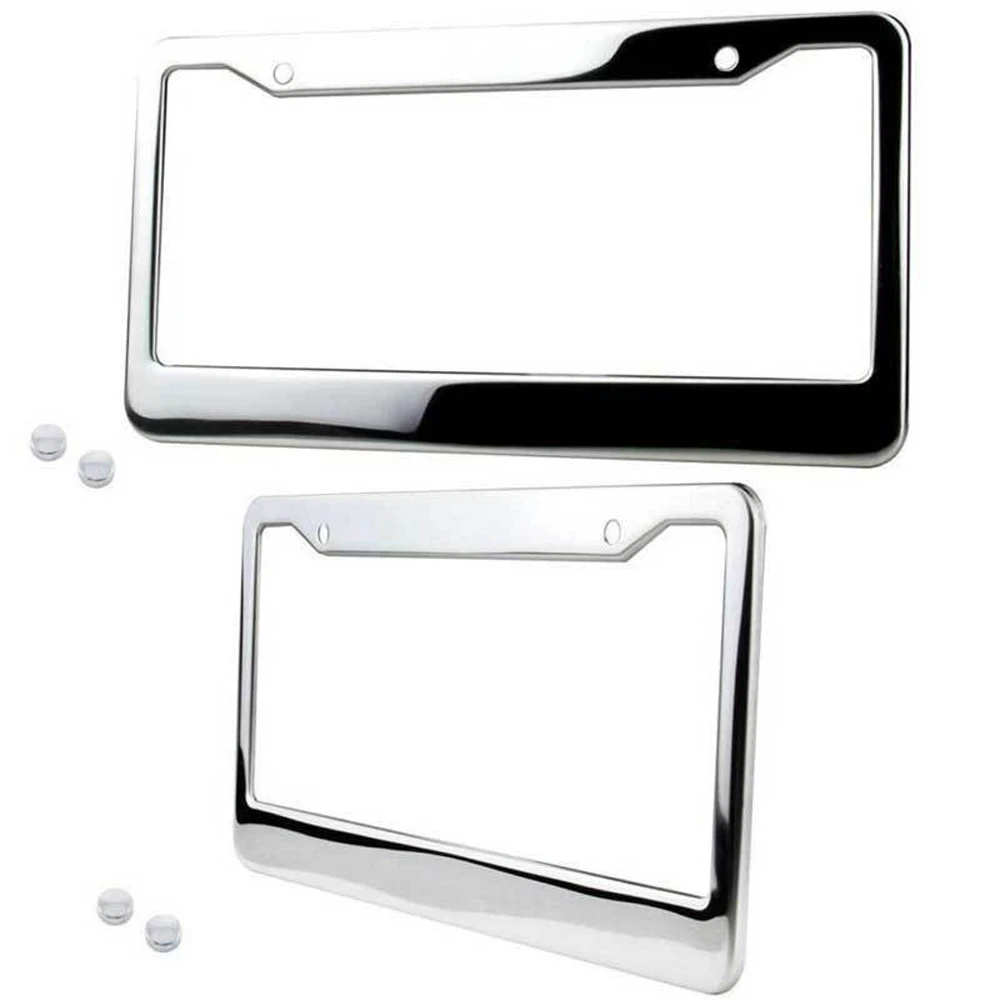 2Pcs Chrome Tampa Da Matrícula Quadro Tag