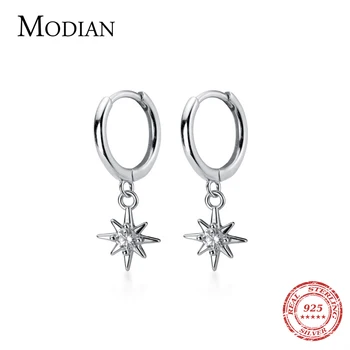 

MODIAN Fashion Luxury 3 Color Wedding Engagement Earring for Women 925 Sterling Silver Twinkle Stars Hoop Earring Fine Jewelry