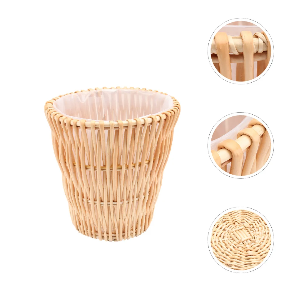 

1PC Wicker Garbage Can Eco-friendly Storage Basket Wastepaper Basket for Home Cafe Dorm Room