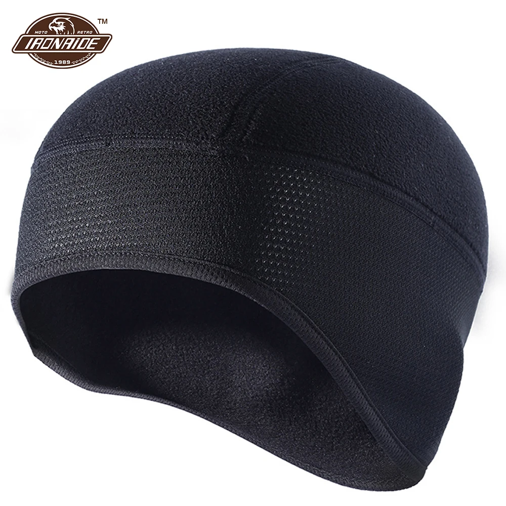 

Black Motorcycle Thermal Fleece Helmet Hats Cold-proof Autumn Winter Cycling Headwear Ski Helmet Moto Helmet Caps Headband