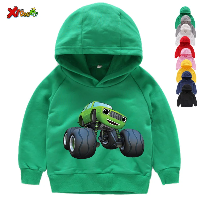 Felpa Con Cappuccio Per Bambini Nuovi Bambini Felpa Con Cappuccio Per Bambini Neonati Top Tee Cartoon Velocità Ardente Car Monster Machine Felpa Con C