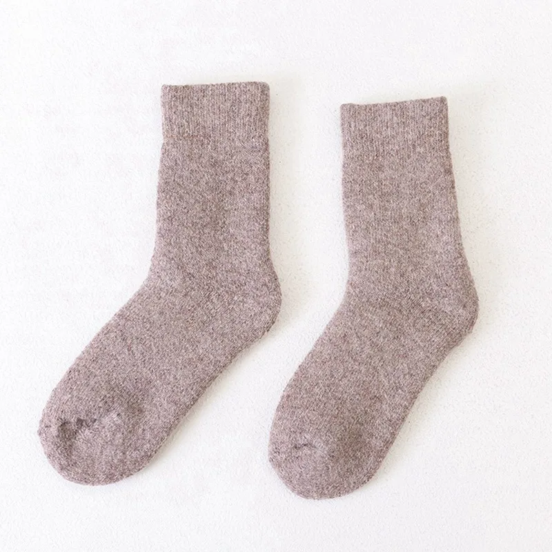 Зимние теплые забавные счастливые женские и мужские носки супер толстые однотонные носки шерстяные носки с изображением кролика против холодного снега - Цвет: KK2
