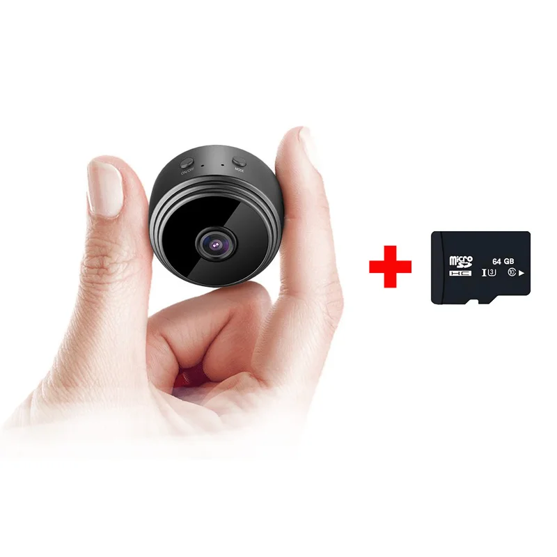 Мини-камера, домашняя камера безопасности WiFi, ночное видение 1080P Беспроводная камера наблюдения, удаленный монитор телефон приложение smallo веб-камера - Цвет: plus 64g c10 card