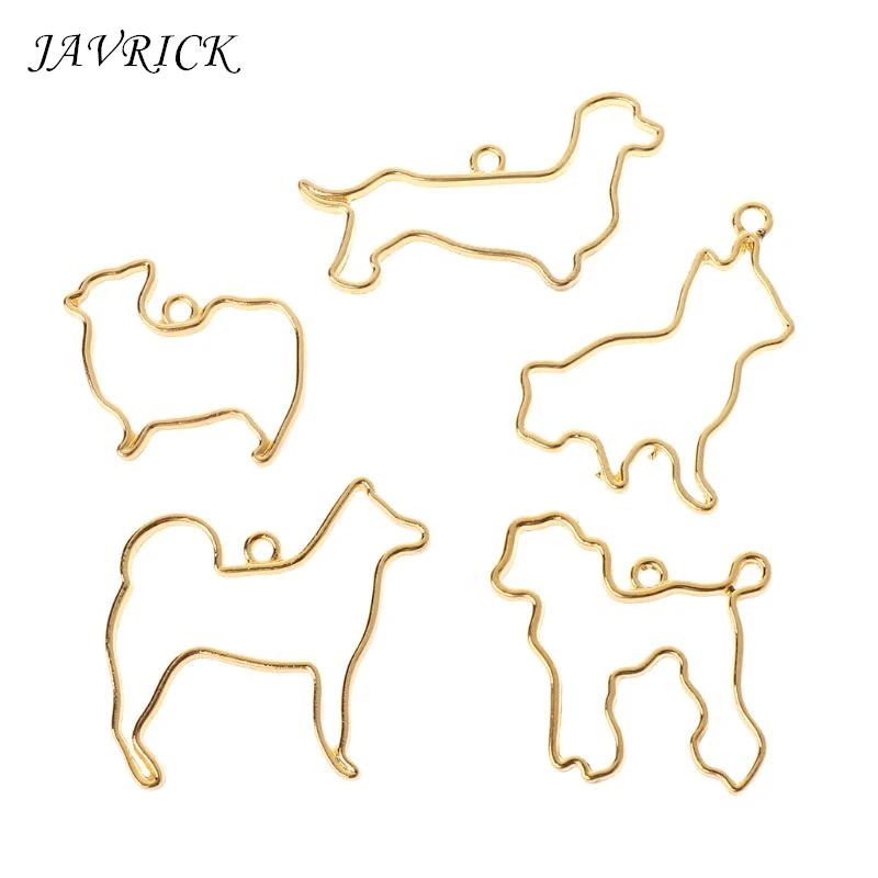 5 Pcs/set Dog Animal Styling Crystal Epoxy Glue UV Resin Metal Border Color Retaining DIY Jewelry Making Frame