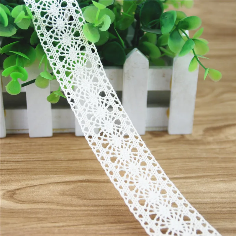 

35 мм хлопковая кружевная отделка ткань цвета слоновой кости аксессуары для шитья ткань для свадебного платья украшения лента товары для рукоделия 50 ярдов LC113