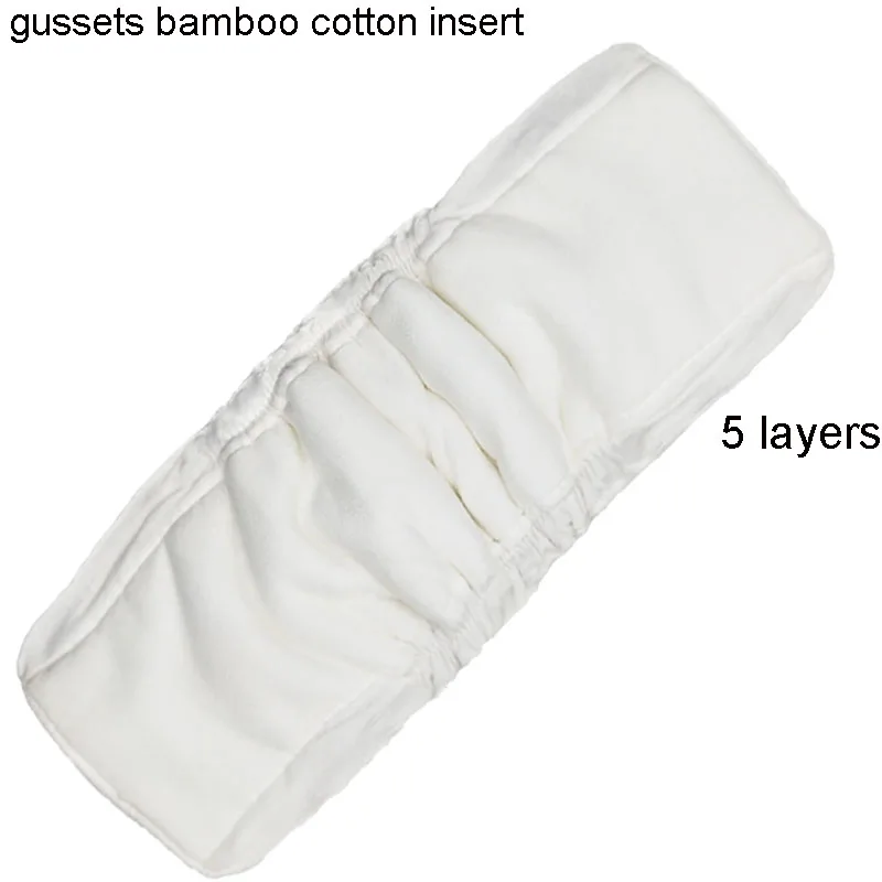 Многоразовые бамбуковые хлопковые вставки, детские тканевые пеленки, бамбуковые угольные вставки, пеленальные вкладыши, хлопковые вставки - Цвет: gusset bamboo cotton