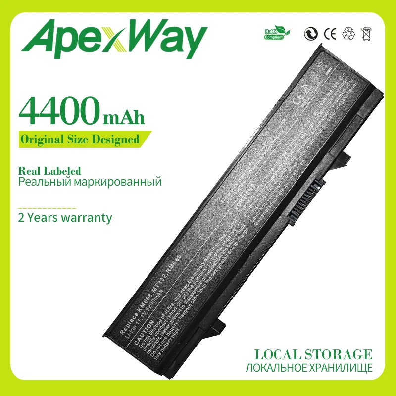 Apexway 4400mAh 11 1 v Аккумулятор для ноутбука E5400 E5410 Dell KM668 KM742 KM760 KM769 KM771 KM970 P858D PW640 PW649 MT186
