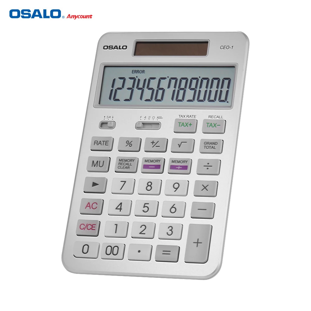 Настольный калькулятор налоговая функция счетчик 12 цифр солнечной& amp батареи двойной мощности с большим ЖК-дисплеем для учета школьного использования - Цвет: Silver