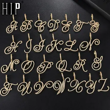 

Hip Hop A-Z Cursive Letters CZ Custom Name Letters Necklaces & Pendant Bling Cubic Zirconia For Men Jewelry