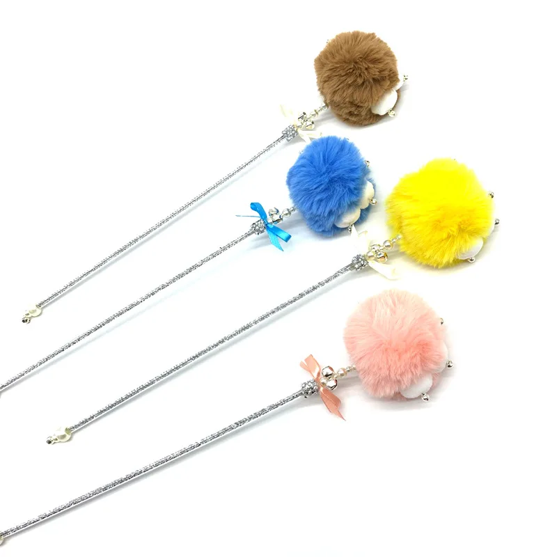 

New Interactive Pet Toy For Cats Teaser Cat Wand Stick With Plush Claw-shaped Toy Fluff Ball ToyHand Lever (color Random) #h