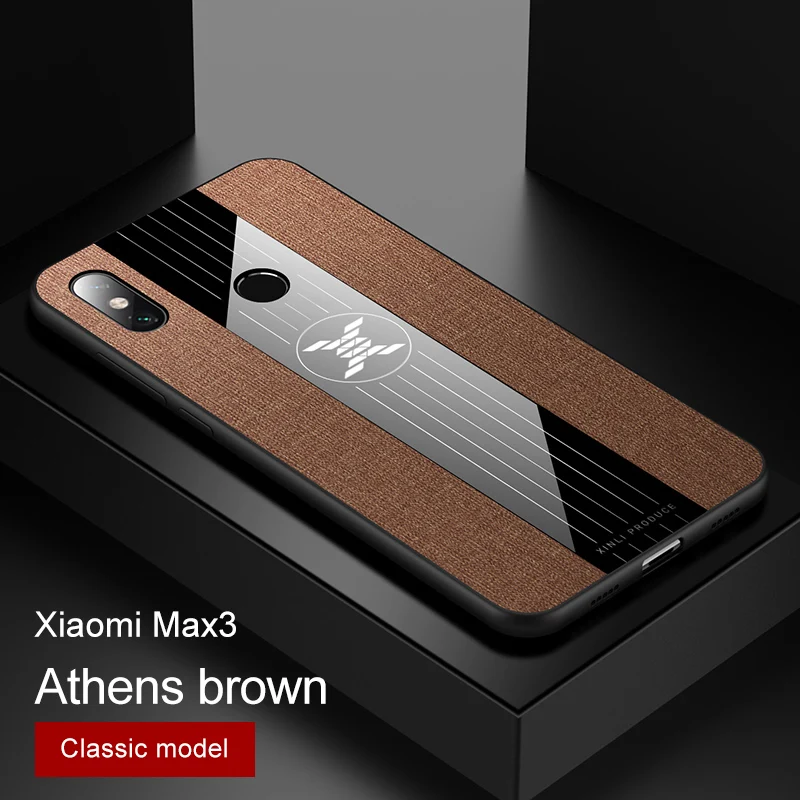 Brown No Ring Для Xiaomi Mi Max 3 чехол Роскошный тканевый чехол благородный ударопрочный жесткий корпус для Xiaomi Mi Max 2 чехол для телефона с металлическое кольцо-держатель - Цвет: Brown No Ring