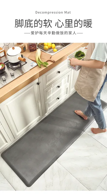 Kitchen Rugs Mats Non Slip Waterproof Padded PU Leather Floor Mats Are  Wear-Resistant Anti-Greasy Black Foot Pad PVC Air Cushion - AliExpress