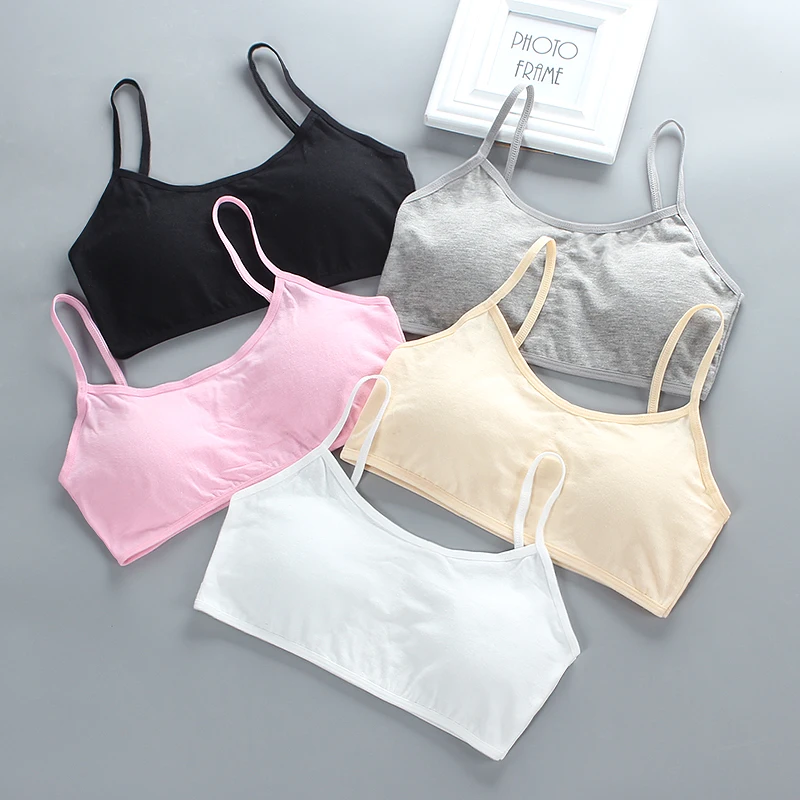 2pc/Lot Girls Sports Bra Puberty Underwear Wireless Teenager Girls Sport  Bra Chest Pad Cotton Young Girls Training Bra