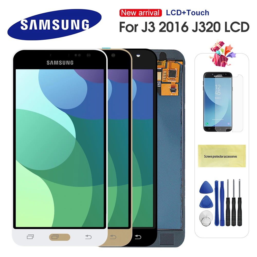 

LCD Display For Samsung Galaxy J3 2016 J320 J320F J320H LCD Display Touch Screen Digitizer With Frame Can Adjust Brightness