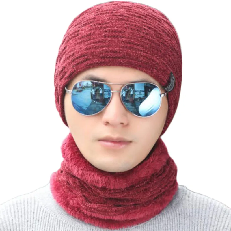 Beanies Мужская двухслойная бархатная шляпа из ткани унисекс плюс бархатная Вязаная Шерстяная Круглая Шапочка однотонные зимние шапочки для женщин Beanie