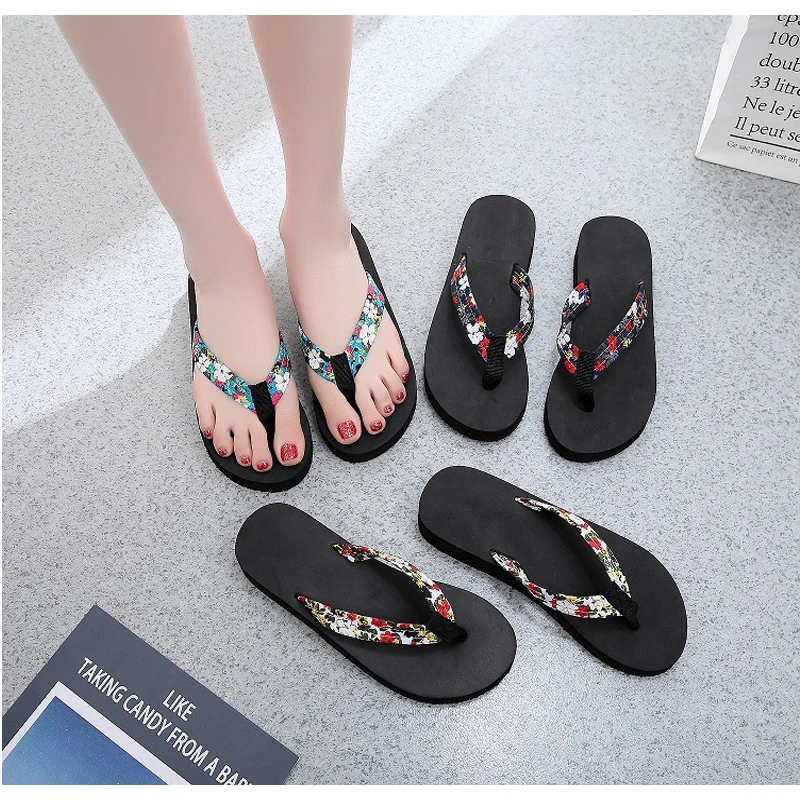 

Shoes Woman Bohemian Flower Flat Slippers Summer Sandalias Non-slip Beach Shoes Flip Flops Flower Slipper Zapatos De Mujer 2020