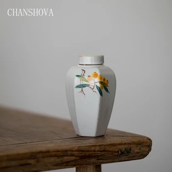 

CHANSHOVA Chinese Retro Hand-painted Porcelain Tea Caddy China Ceramic Tea Box Sealing Moistureproof Storage Container H265