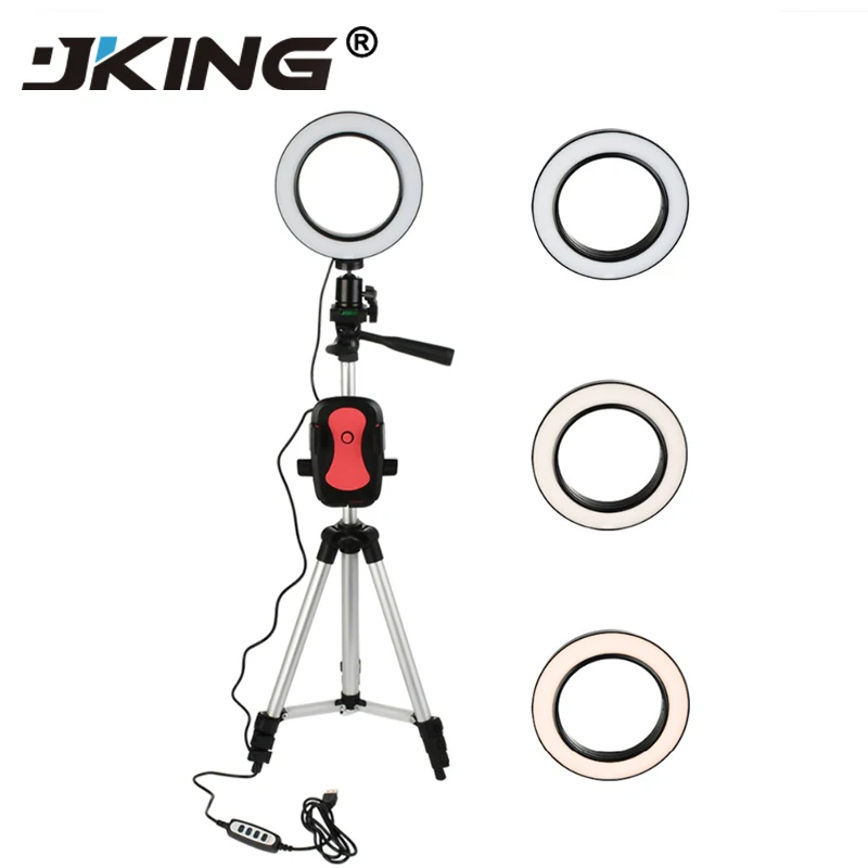 

5.7 inch Ring Light Tripod Phone Stand Holder for Video Makeup Mini LED Camera Light with Smart Phone Holder Desktop LED Lamp
