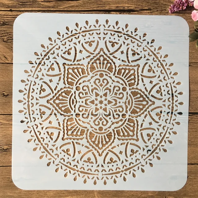 9Pcs/Pack 15*15cm Mandala Round Geometry DIY Layering Stencils Painting Scrapbook Coloring Embossing Album Decorative Template 1Pcs No 5