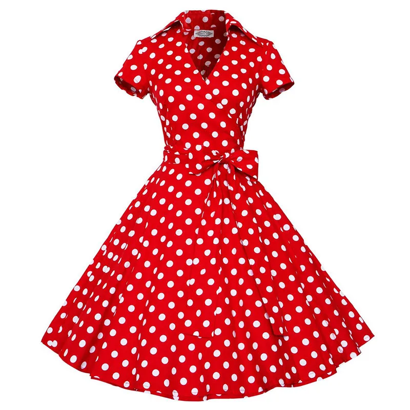 Audrey Hepburn Summer Women Polka Dot Vintage Dresses