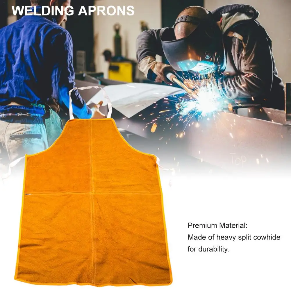 Cowhide Welding Apron Flame-resistant Leather Protective Clothing Wear-resistant Cover For Welders Aprons Work Safety Workwear