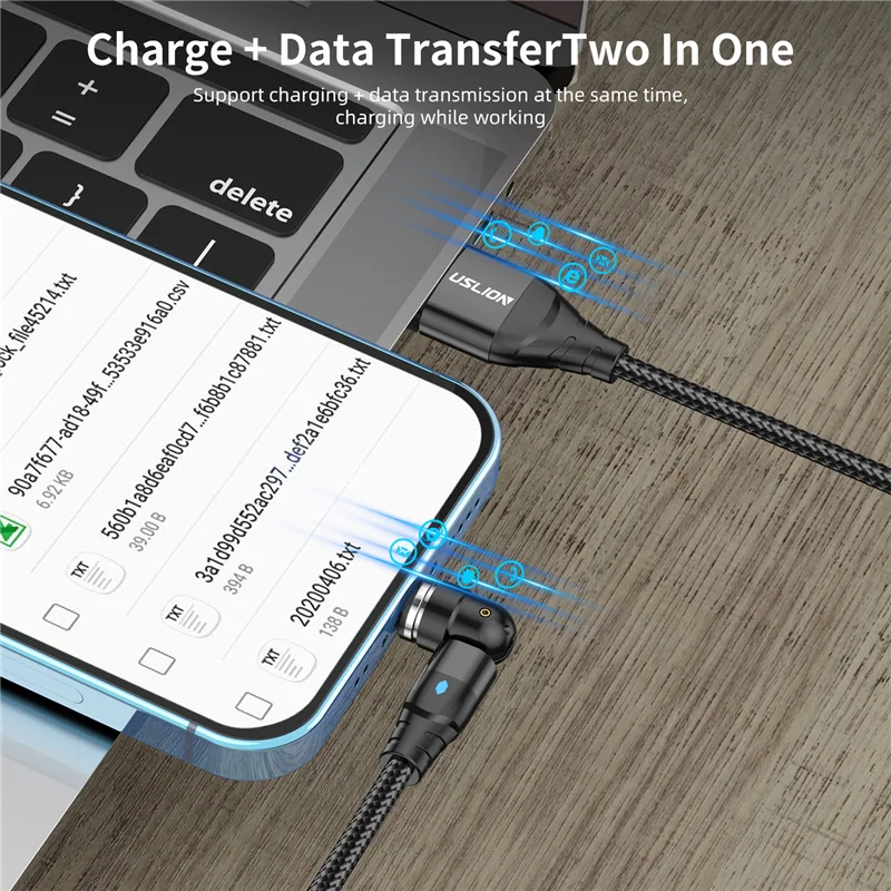 USLION 540 Rotate 5A kabel magnetyczny szybkie ładowanie do telefonu komórkowego magnes ładowarka przewód Micro typ C kabel do iPhone Xiaomi 3 USLION 540 Rotate 5A kabel magnetyczny szybkie ładowanie do telefonu komórkowego magnes ładowarka przewód Micro typ C kabel do iPhone Xiaomi 3