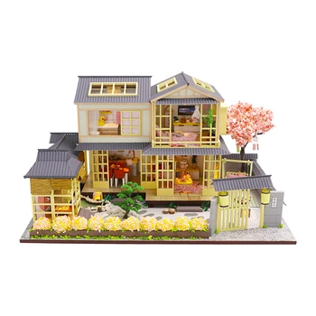 

DIY Doll House Wooden Miniature Dollhouse Furniture Kit Accessories Handmade Educational Doll House for Children Toy Gifts