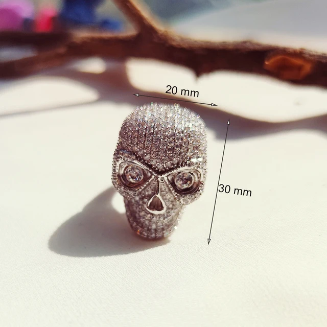 Cool Rock Big Stones Full stones Jewelry Skull-Design Large Rings for Cocktail party Neo goth Jewellery Women 4