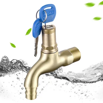 

Water Tap with Lock Key Anti-theft Single Hole Metal Washing Machine Faucet for Home JDH99