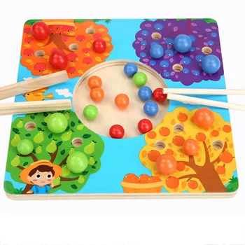 

Wooden Toys Chopsticks Training Clip Beads Ball Game Coordination Education Baby Toys for Children