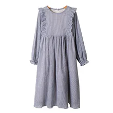 Новинка года, платье для маленьких девочек детское хлопковое платье детское платье в полоску Новое милое детское платье с длинными рукавами для малышей#3347