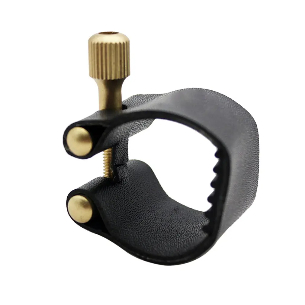 

Compact Ligature Fastener for Alto Sax Saxophone Rubber Mouthpiece Artificial Leather Musical Tool with Leather Clip