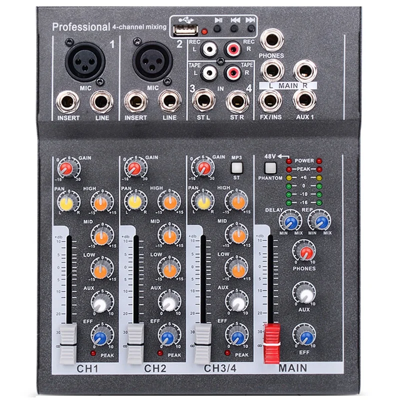

Eu Plug Mini Portable Audio Mixer With Usb Dj Sound Mixing Console Mp3 Jack 4 Channel Karaoke 48V Amplifier For Karaoke Ktv Matc